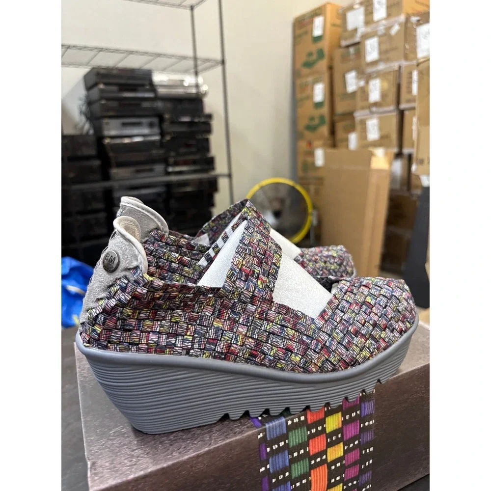 Bernie Mev Lulia Ice Woven Mary Jane Wedge Shoes Multi Color Size 38 US 7.5-8